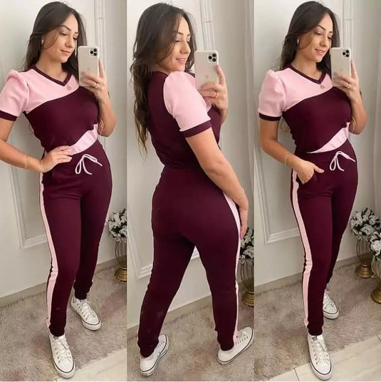Mehroon With Pink Panel Half Sleeves Shirt and Mehroon With Pink Panel Trouser