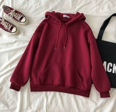 Plain Mehroon Printed Hoodie