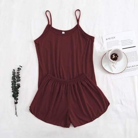 Mehroon Camiset With Short