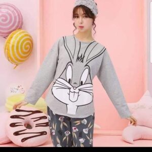 Grey Bugs Bunny Printed Night Wear