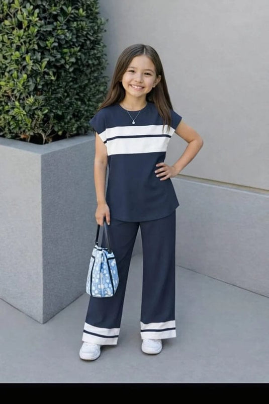 Blue Panel Shirt & Blue Panel Trouser Kids Suit