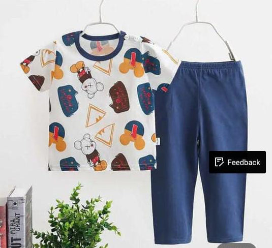 White Multi Bears Printed Kids Suit