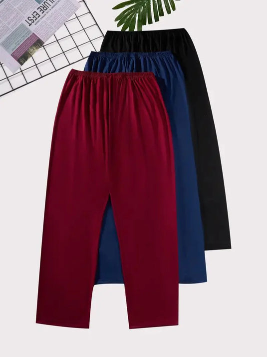 Pack Of 3 Plain Plazo Trousers For Girls