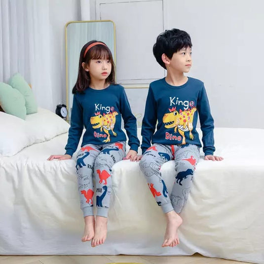 Blue King Dino Printed Kids Suit