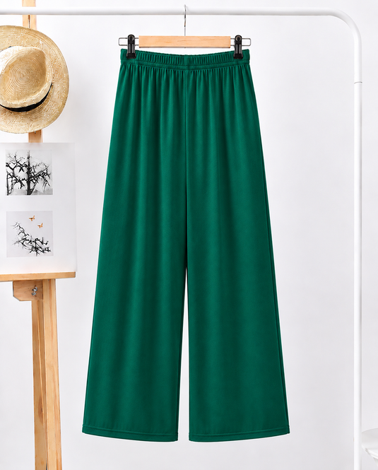 Plain Jade Green Plazo Trouser For Girls