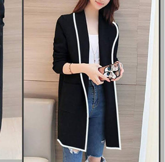 Black With White Strips Long Coat