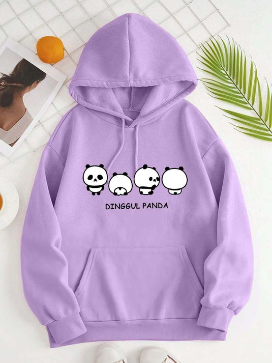 Purple Dingul Panda Printed Hoodie