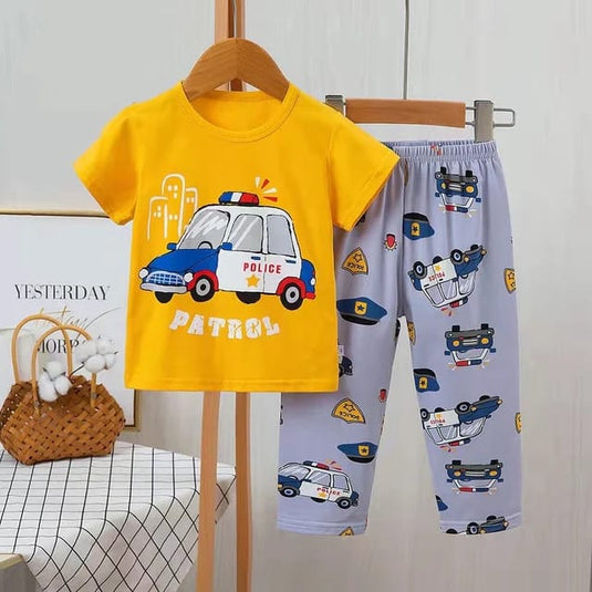 Yellow Car Printed Kids Suit