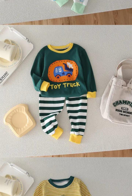 Green Toy Truck Printed Kids Suit