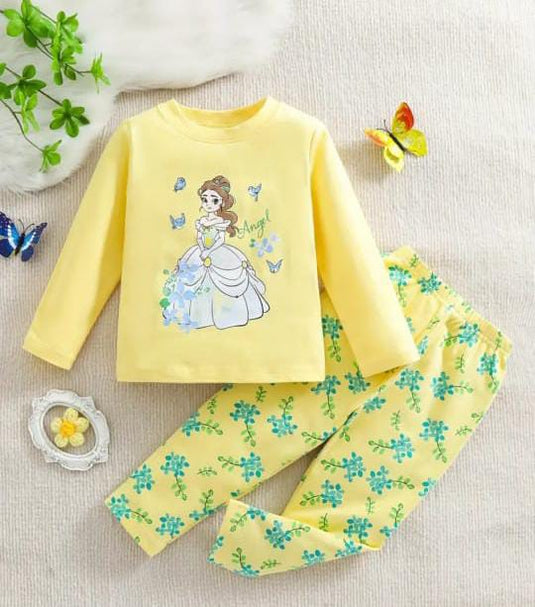 Yellow Barbie Printed Kids Suit