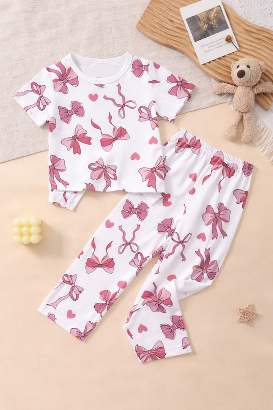 Off White All Over Bow Printed Kids Suit