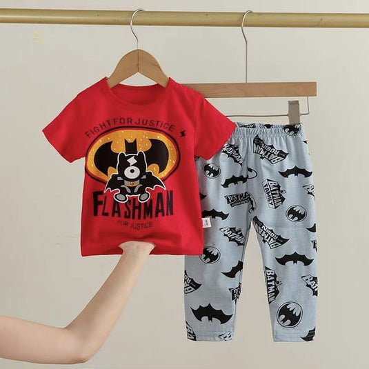 Red Batman Printed Kid Suit