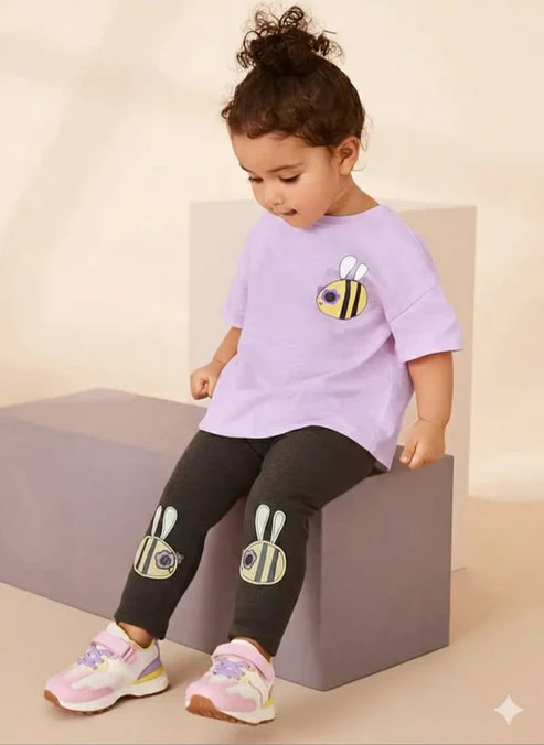 Purple Honey Bee Printed Kids Suit