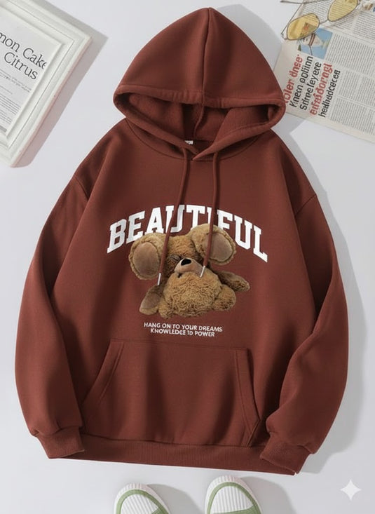 Brown Beautifull Printed Hoodie