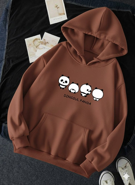 Brown Dingul Printed Hoodie
